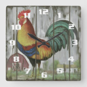 Schönes Bauernhaus Country Rooster Wall Uhr (Vorderseite)