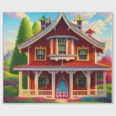 Schönes Bauernhaus Landschaft Decoupage Geschenkpapier (Flach)