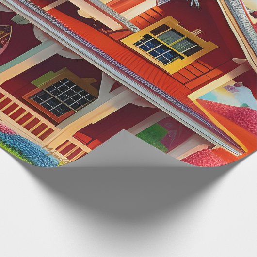 Schönes Bauernhaus Landschaft Decoupage Geschenkpapier (Ecke)