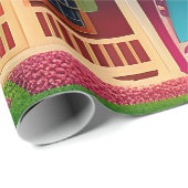 Schönes Bauernhaus Landschaft Decoupage Geschenkpapier (Rolleneckpunkt)