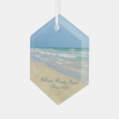 Schönes Beach House Custom Family Keepake Geschenk Ornament Aus Glas (Vorderseite Links)