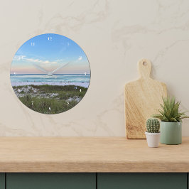 Schönes Beach House Sunset Fotografie Große Wanduhr