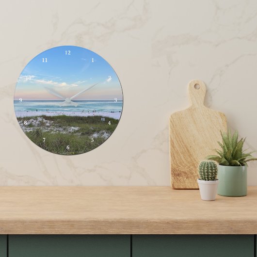 Schönes Beach House Sunset Fotografie Große Wanduhr