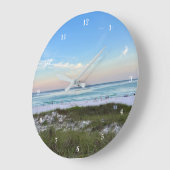 Schönes Beach House Sunset Fotografie Große Wanduhr (Winkel)