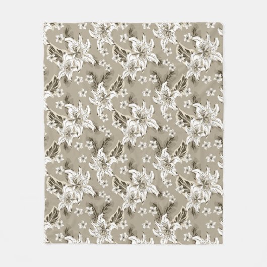 Schönes beige Blume Muster Fleecedecke (Vorderseite)