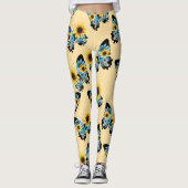 Schönes Beige-Gelb-Schmetterling-Blume-Muster Leggings (Vorderseite)