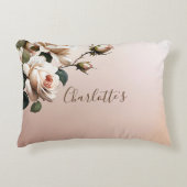 Schönes Beige Rose Brautparty Dekokissen (Vorderseite)