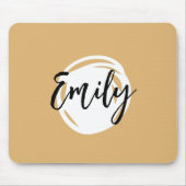 Schönes beige-weiße Schwarz-Script mit Monogramm Mousepad (Vorne)