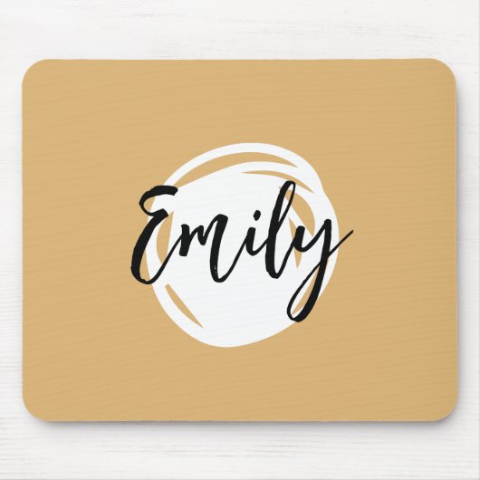 Schönes beige-weiße Schwarz-Script mit Monogramm Mousepad (Vorne)