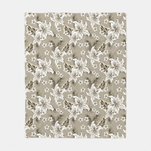 Schönes beiges Blumenmuster Fleecedecke (Vorderseite)