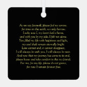 Schönes Beileid Memorial Custom Foto Met Ornament Aus Metall (Rückseite)