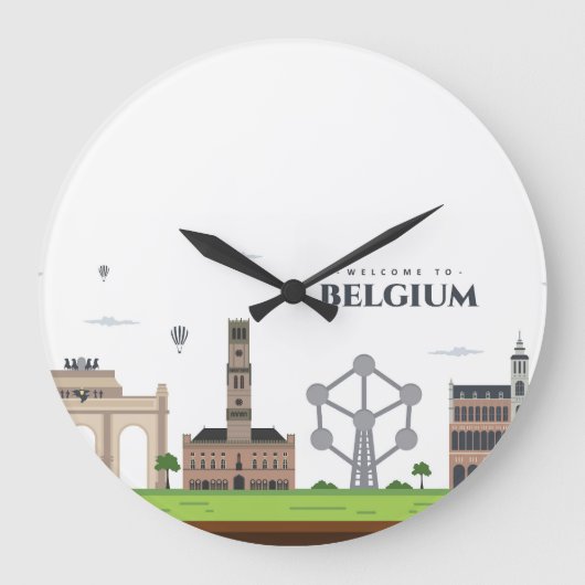 Schönes Belgien Große Wanduhr (Vorderseite)