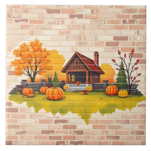 Schönes beliebtes Glück Erntedankfest Fall Fliese (Vorderseite)