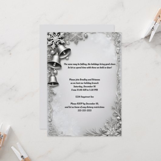 Schönes Bells Weihnachts-Party Einladung (Vorderseite/Rückseite Beispiel)