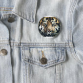 Schönes Bengalisches Tiger Face Foto Button (Beispiel)
