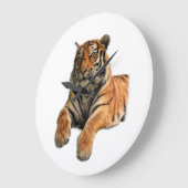 Schönes Bengalisches Tiger-Foto Große Wanduhr (Winkel)