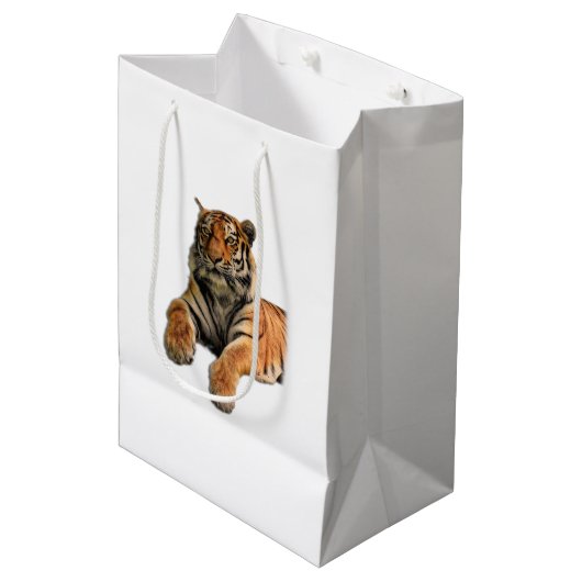 Schönes Bengalisches Tiger-Foto Mittlere Geschenktüte (Vorderseite Schrägansicht)