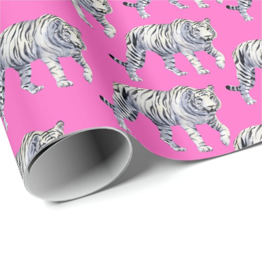 Schönes Bengalisches Tiger Pink-Muster Geschenkpapier (Rolleneckpunkt)
