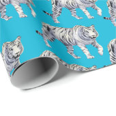 Schönes Bengalisches White Tiger Blue Muster Geschenkpapier (Rolleneckpunkt)