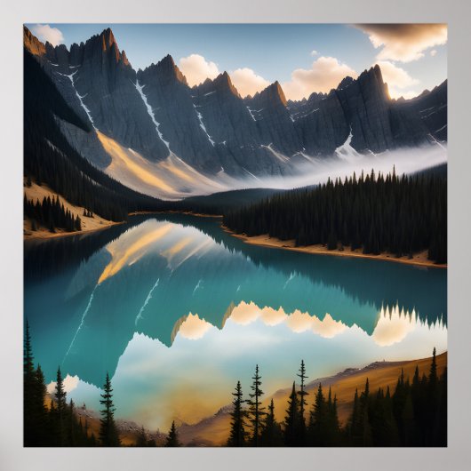 Schönes Bergsee Landschaftsbild Poster (Vorne)