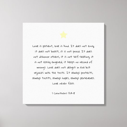 Schönes Bibelangebot 1 Korinther 13:4 Leinwanddruck (Vorderseite)