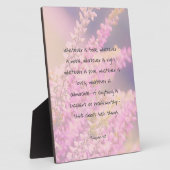 Schönes Bibelverse Zitat mit rosa Blume Fotoplatte (Seite)