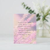 Schönes Bibelverse Zitat mit rosa Blume Postkarte (Stehend Vorderseite)