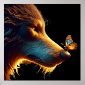 Schönes Bild von Wolf und Schmetterling rückbeleuc Poster (Vorne)