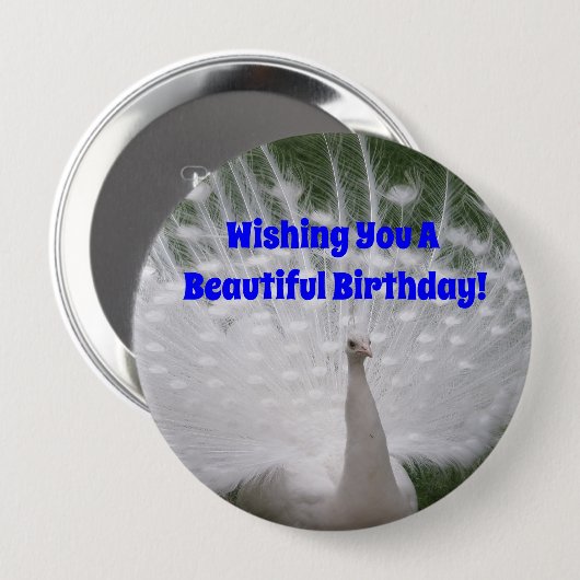 Schönes Birthday Peacock Button-Button Button (Vorne & Hinten)