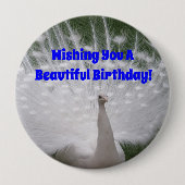 Schönes Birthday Peacock Button-Button Button (Vorderseite)