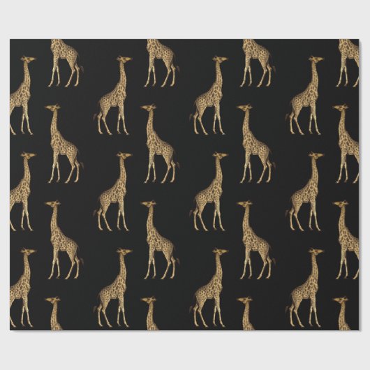 Schönes Black and Gold Giraffe Design Geschenkpapier (Flach)