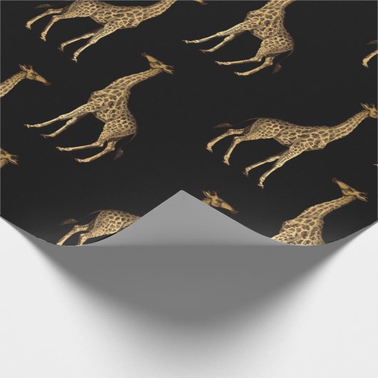 Schönes Black and Gold Giraffe Design Geschenkpapier (Ecke)