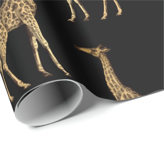 Schönes Black and Gold Giraffe Design Geschenkpapier (Rolleneckpunkt)