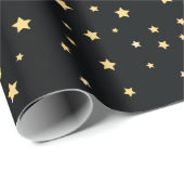 Schönes Black and Gold Starry Sky Star Muster Geschenkpapier (Rolleneckpunkt)