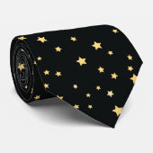 Schönes Black and Gold Starry Sky Star Muster Krawatte (Gerollt)
