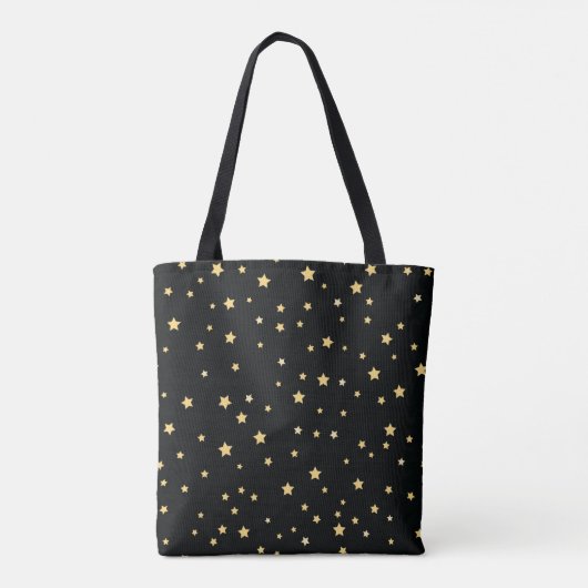 Schönes Black and Gold Starry Sky Star Muster Tasche (Rückseite)