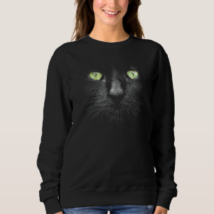Schönes Black Cat Gesicht Big Green Eyes Cool Hall Sweatshirt