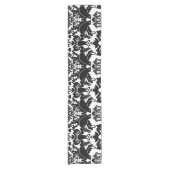 Schönes Black Love Bird Damask Muster Kurzer Tischläufer (Vorderseite)