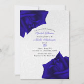 Schönes Black Texture Blue Rose Brautparty Einladung (Vorderseite)