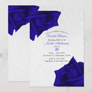 Schönes Black Texture Blue Rose Brautparty Einladung