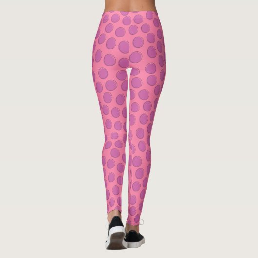 Schönes, blasses Violett Pink Polka Dot Pattern Leggings (Rückseite)