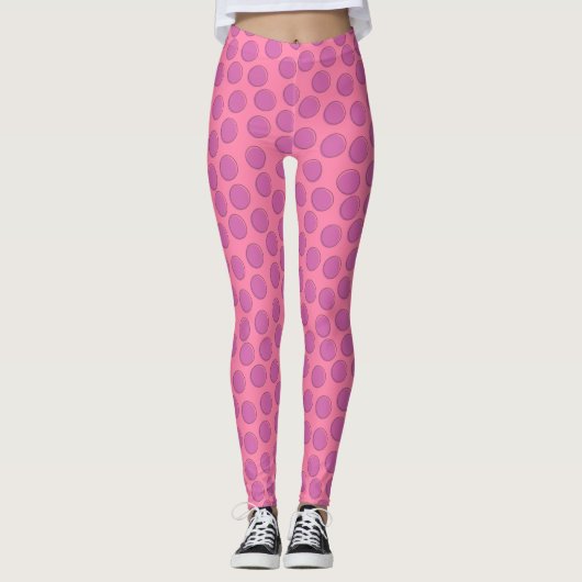 Schönes, blasses Violett Pink Polka Dot Pattern Leggings (Vorderseite)