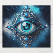 Schönes Blau Alle sehen Auge Illuminati Alkoholflaschenetikett (Einzelnes Label)