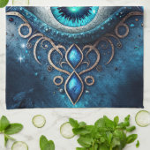 Schönes Blau Alle sehen Auge Illuminati Geschirrtuch (Gefaltet)