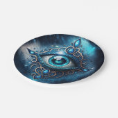 Schönes Blau Alle sehen Auge Illuminati Pappteller (Schrägansicht)