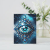 Schönes Blau Alle sehen Auge Illuminati Postkarte (Stehend Vorderseite)