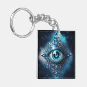 Schönes Blau Alle sehen Auge Illuminati Schlüsselanhänger (Vorderseite links)