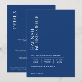 Schönes Blau mit Details Hochzeit Einladung