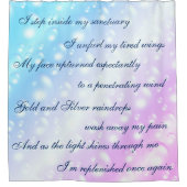 Schönes Blau / Rosa Reinigungs-Mantra-Design Duschvorhang (Vorderseite)