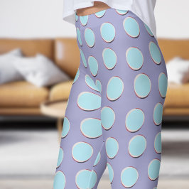 Schönes Blau und Blau Bell Polka Dot Muster Leggings